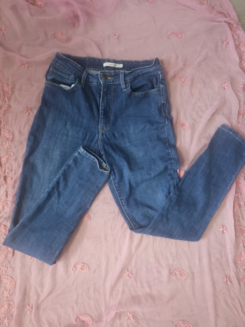 Levi's 721 high rise high-rise hi rise high waisted skinny jeans denim in blue